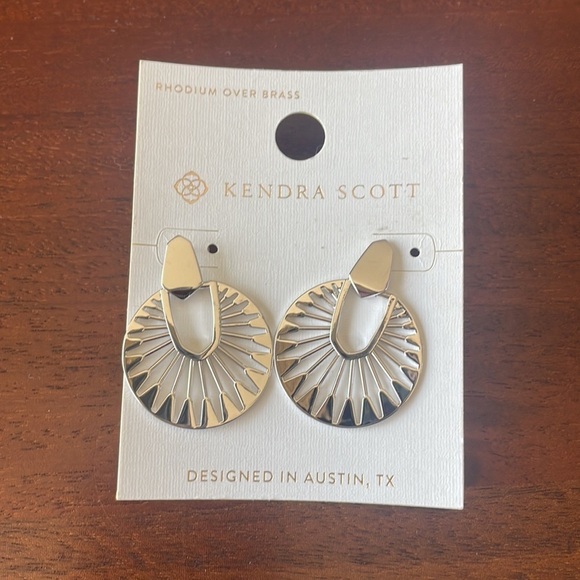 Kendra Scott Didi Starburst Earrings in Silver rhodium over brass stud jewelry - Picture 6 of 6